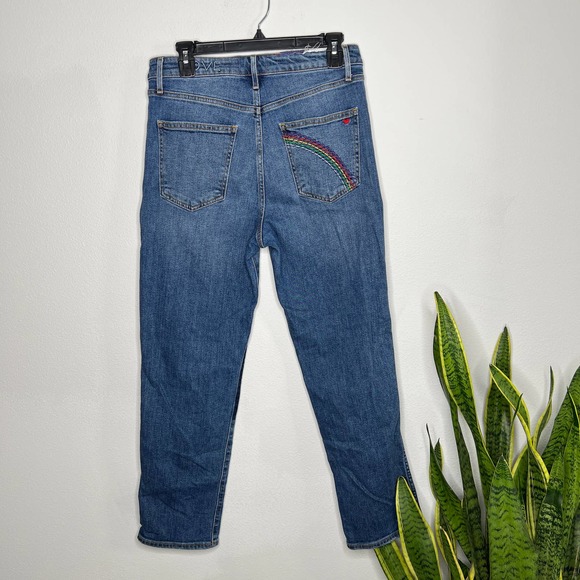 Sundry Rainbow Embroidered Patch Jeans Straight Leg 29 - Picture 5 of 6